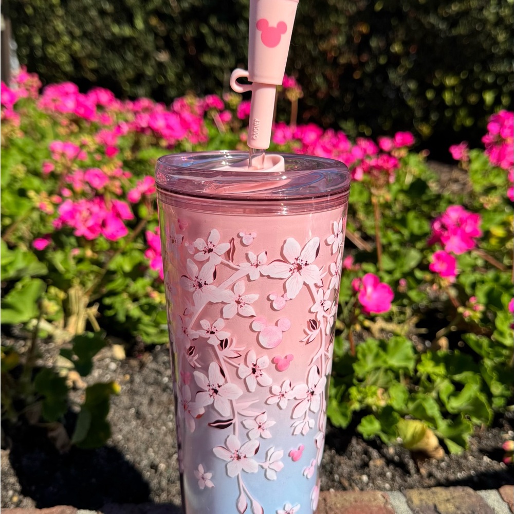 Mickey Mouse Icon Sakura Starbucks Tumbler with Straw Cherry Blossoms Disney